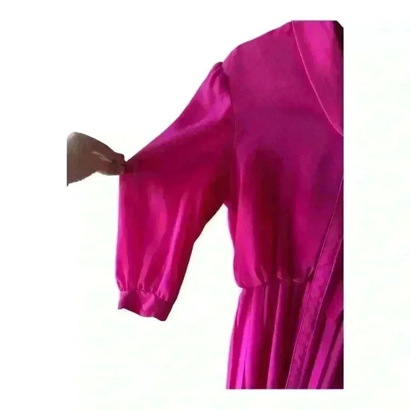 Leslie Fay Petite Pink Dress with Tie Neck - Size 14P - Picture 2 of 7